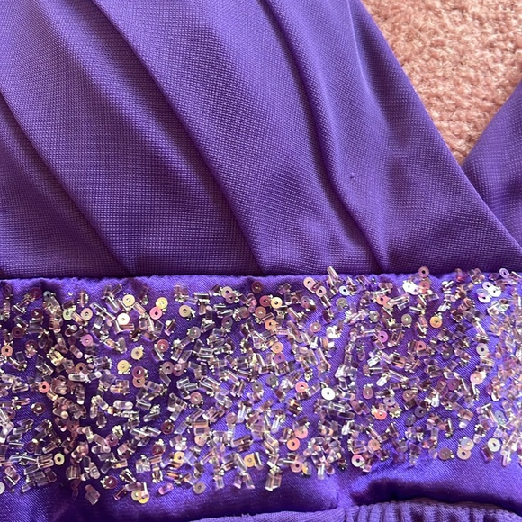 Purple Women’s Dress Backless with Sequins Flowy Size M - Picture 3 of 8